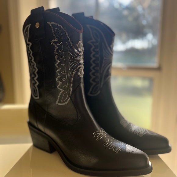 Size 9 ONLY! Anthropologie Black Stivali Unstoppable  Cowboy Boot NEW IN BOX - Picture 7 of 8